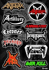 Paquete de pegatinas de metal Thrash - Anthrax Annihilator Overkill Death Angel Artillería - Imagen 1 de 1