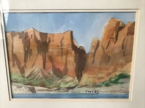 Morgan Douglas - Original - Aquarell - Boot - See - signiert - Wüste - Kunst - Bild 1 von 7