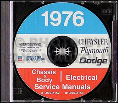 1976 Dodge Plymouth Chrysler Negozio Manuale Set Su CD 76 Riparazione Servizio - Immagine 1 di 3