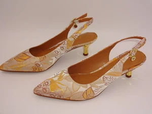 Mujer J. Renee Ferryanne Tacones Dorados Tela Brocado Floral 5-1/2 5.5 M Zapatos - Imagen 1 de 9
