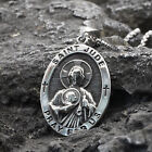 Mens Catholic Jesus Christ St Saint Jude Pendant Necklace Stainless Steel Gift