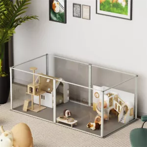 Kleintierkäfig Freigehege mit Bodenplatten Laufstall Acryl+Alu Laufgitter DIY 40 - Bild 1 von 12