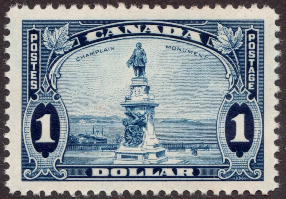 1935 Canada Sc# 227 Champlain Statue - $1 KGV Pictorial Issue - MNH Cv$82.50 usd - Image 1 of 1