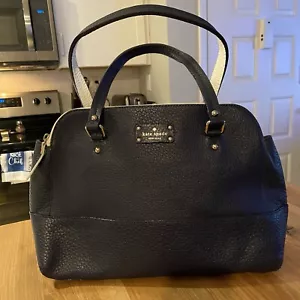 Kate Spade Handtasche dunkelblau Echtleder Geldbörse gepunktet innen mit Trennwänden - Bild 1 von 12