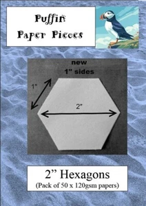 Puffin Paper Pieces 2" Hexagons For English Paper Piecing 50 pieces 120gsm - Picture 1 of 1