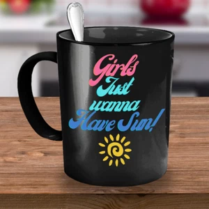 Mädchen Just Wanna Have Sun, schwarz 15oz, Strandbecher, Kaffee und Kakao - Bild 1 von 2