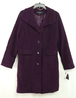New Womens Ellen Tracy Plum Single Breasted Wool Blend Coat 12 - Image 1 of 3