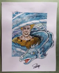 ORIGINAL ART  PRINT of AQUAMAN by SMITTY (SHIPS FREE)* - Picture 1 of 1