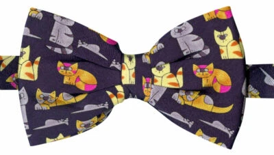 THE TIE STUDIO - Happy Cats Colorful, contemporary  Silk Men's Novelty Bowtie - Image 1 of 3