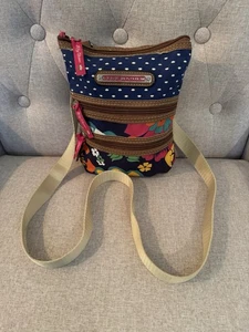 Lily Bloom Multicolor Pink Floral Crossbody Bag w/Adjustable Strap & Multi Zips - Picture 1 of 11