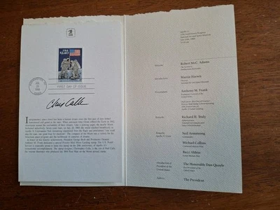 RARE SIGNED #2419 First Day Ceremony Program 1989  Space Moon Landing 20th Anniv - Image 1 of 3