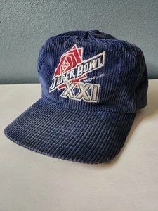 Super Bowl XXI NEW YORK GIANTS vs BRONCOS Cord Hat Corduroy Cap Rare Blue - Picture 1 of 8