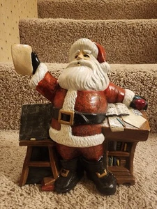CERAMIC SANTA TEACHER FIGURINE HAND PAINTED FIRED IN KILN VERY CUTE - Picture 1 of 3