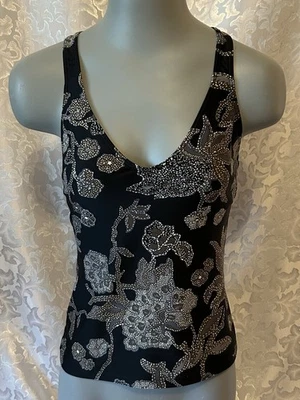 Patagonia Swim Top/Athletic Top, Size Large, Black W Brown/Gray/ Floral Pattern - Image 1 of 4