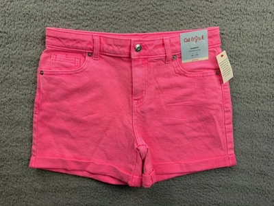 Cat & Jack Shorts Girls XL 14 Pink Adjustable Waist Stretch Denim Summer New - Image 1 of 4