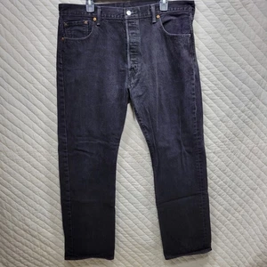 Pantalones rectos de mezclilla Levis 501 negros con botones para hombre talla 40x32 - Imagen 1 de 8