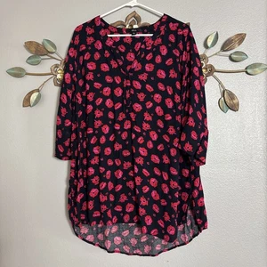 Blusa Pullover Cuello en V Estampado Floral Rosa Rojo Azul Marino Ellos Para Mujer Talla 20 - Imagen 1 de 10