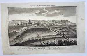 GLOUCESTER ENGLAND c. 1779 ANTICA VEDUTA INCISA - Foto 1 di 3
