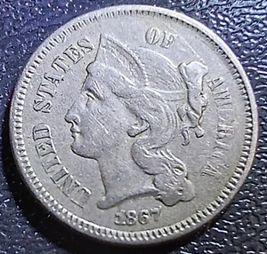 1867 3 Cent Nickel (VF) - Picture 1 of 2