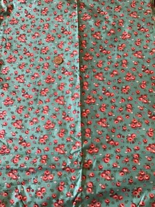 Vintage Material Fabric 3 Yd x 36" Teal Pink Flowers Pattern - Picture 1 of 2
