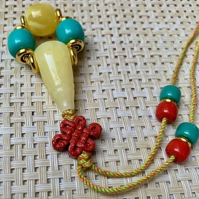 Resin Turquoise Bead Set Bodhi Knot Cloud Spacer Copper Slice 108 Mala Parts - Image 1 of 3