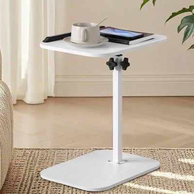Adjustable C-Shaped Desk Table 360° Swivel Slide-Under Bed With Storage White - Image 1 of 4