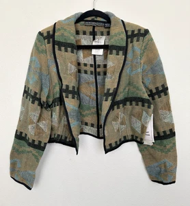 New Identity handgefertigte gewebte kurze Jacke grün Deadstock Vintage Damen Large NEU - Bild 1 von 9
