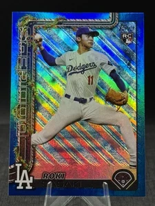 2025 Topps Holiday Blue Metalic Glitter #H23 Roki Sasaki Rookie RC Dodgers - Picture 1 of 2
