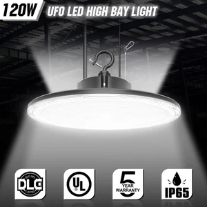 LED High Bay Light Fixture 120W 0-10V Dimmable Factory Warehouse Garage Lights - Picture 1 of 9