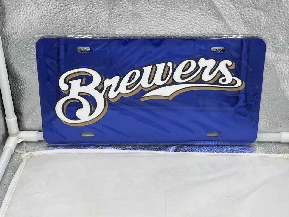 Milwaukee Brewers MLB Blue Acrylic Lasercut License Plate Wincraft - Image 1 of 1