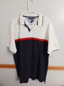 Vintage Tommy Hilfiger Polo Red White Blue Size L - Bild 1 von 12