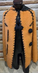 Vintage Pumpkin Colored Hooded Cape With Arm Slits. Size S/M - Picture 1 of 13