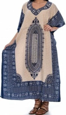 Women African Dashiki Caftan Maxi hippie Dress boho Kaftan embellished Free size - Image 1 of 2