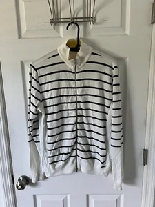 Paul & Shark Yachting Mens Full Zip Sweater Cardigan Zip Up Size XL White Stripe - Picture 1 of 5