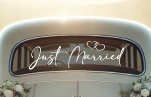 JUST MARRIED Vinyl Car Decal Sign Stickers Wedding Day Car Decoration - Picture 1 of 2