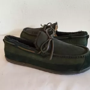 NWOB MENS SIZE 16 BLACK UGG PARKDALE MOC TOE TWINFACE SHEEPSKIN SLIPPERS 1120924 - Picture 1 of 5