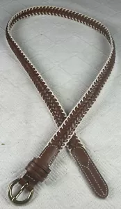 Vintage Lauren Ralph Lauren Echt Geflochten Leder Gürtel Braun Damen Gr. S - Bild 1 von 12