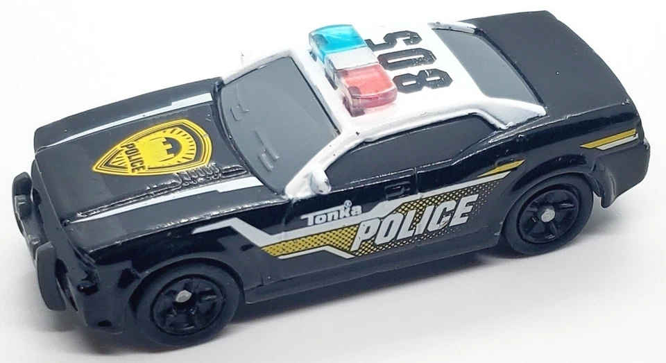 2013 TONKA FUNRISE #805 BLACK 1:55 DIECAST 3 1/2" POLICE CAR W/ WHITE & YELLOW  - Image 1 of 4