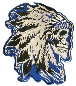 Motorcycle Indian Head Patches Skull Blue Wings Vest Biker Indian Head Patch - Picture 1 of 2