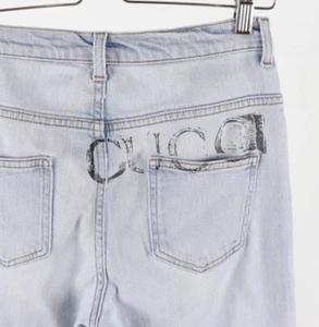 Women's Gucci Big Logo Cotton Light Blue Jeans Size W25 - Picture 1 of 14