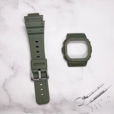 Resin Waterproof Rubber Strap Watch Band + Case For G-SHOCK DW-5600BB DW-5000 - Image 1 of 4