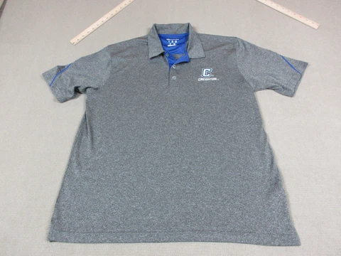 Creighton Bluejays Polo Shirt Mens Large Gray Short Sleeve Champion Collared Top Cover