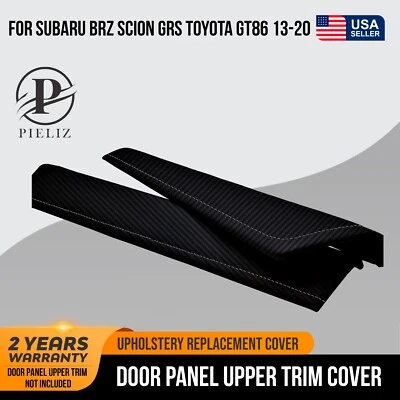 Door Panel Upper Trim Carbon for Subaru BRZ Scion GRS Toyota 13-20 Gray Stitch - Image 1 of 4