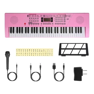 61 Key Keyboard Piano, Electric Piano Keyboard Kit w/ Microphone Stand for Kids - Picture 1 of 6