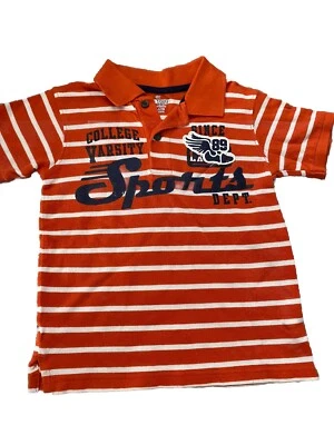 Boys Polo Style Shirt Orange and White STRIPE  SIZE 4T PLACE - Image 1 of 4