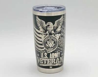 Taza de café de viaje grabada con láser personalizada 20 oz veterano del ejército de Estados Unidos regalo militar Foto 1 de 4