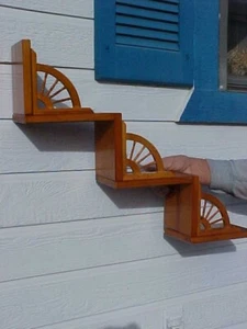 Pair UNIQUE Western Vintage Wood Wagon Wheels Triple Wall Step Shelf Shelves - Picture 1 of 6