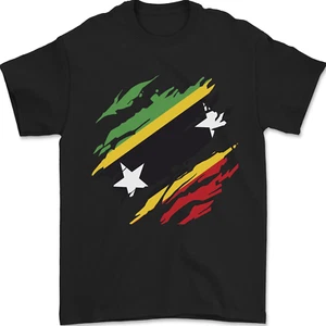 Zerrissen Saint Kitts und Nevis Flagge Tag Fußball Herren 100% Baumwolle - Picture 1 of 94