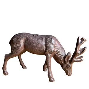 Hierro Fundido 5" x 9" Ciervo Reno Alce Ciervo Marrón Negro - Imagen 1 de 7