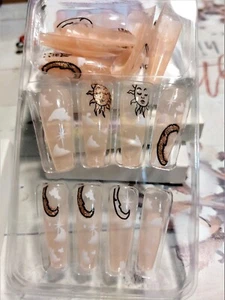 BEAUTIFUL PRE DESIGNED MOON & SUN NAIL TIPS - Picture 1 of 1